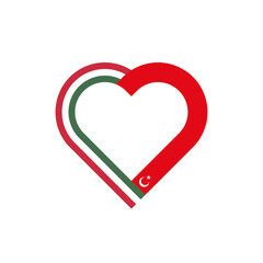 unity concept. heart ribbon icon of hungary and turkey flags. vector illustration isolated on white background