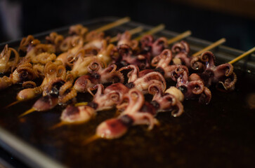 grilled octopus at Japanese fish market