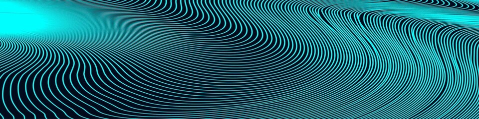 Abstract Blue and Green Geometric Pattern with Waves. Striped Spiral Texture. Hypnotic Psychedelic Illusion. Raster. 3D Illustration