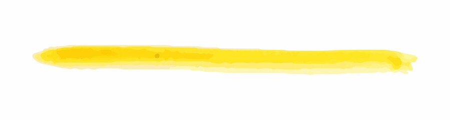 Yellow watercolour brush stroke. Paint spot on a white background. Vector graphics