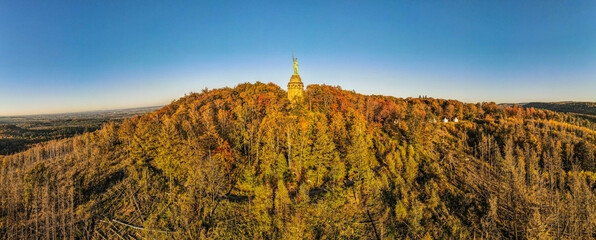 Panoramic view of the Hermann Heights Monument (Hermannsdenkmal) on a sunny day