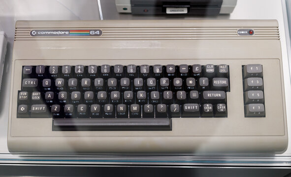 Oslo, Norway. May 01, 2022: Vintage Commodore 64 computer at the Oslo Museum of Technology.