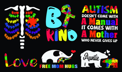 Autism Awareness Bundle, Autism awareness t shirt design vector illustration