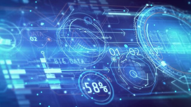 Animation of abstract space with digital data