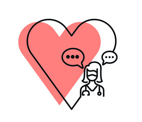 Doctor with speech bubble icon, vector isolated medical icon.
