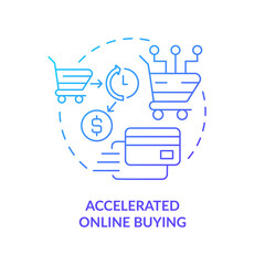 Accelerated online buying blue gradient concept icon. Internet shopping. Customer behavior trend abstract idea thin line illustration. Isolated outline drawing. Myriad Pro-Bold font used