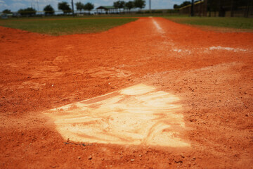 Home plate or base on baseball field