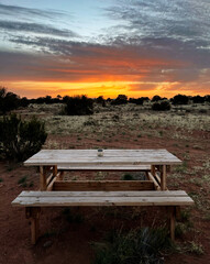 Picnic table in southwest sunrise/sunset