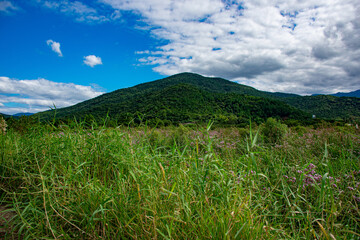 landscape with mountains and sky