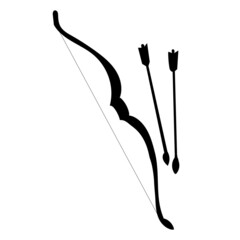 bow and arrow silhouette, on white background, isolated, vector