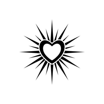 Heart sun icon. Shining heart sign isolated on white background