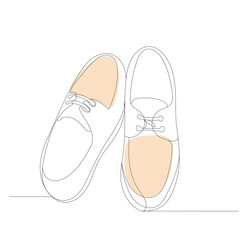 men's shoes one continuous line drawing, isolated, vector