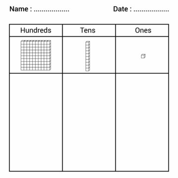 place value chart work. one tens and hundreds