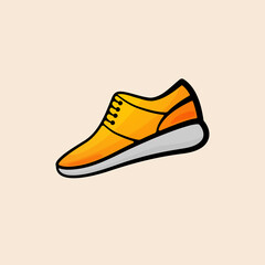 Vector illustration of sports shoes,orange sneakers.  Modern shoes. Equipment for the gym and outdoor activities