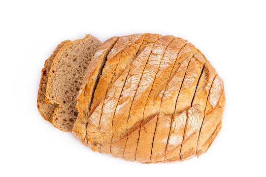 Sourdough bread on a white background (Turkish name; eksi maya ekmegi)