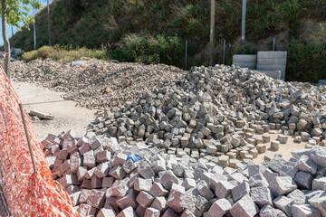 Paving stone for construction work on the public road