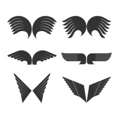 Vector set of logos of wings.