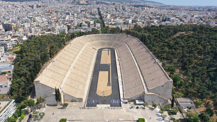 Aerial drone photo of iconic ancient Panathenaic stadium or Kalimarmaro birthplace of the original...