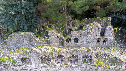 View on the ancient ruins of Lycian town of Olympos, Turkey.