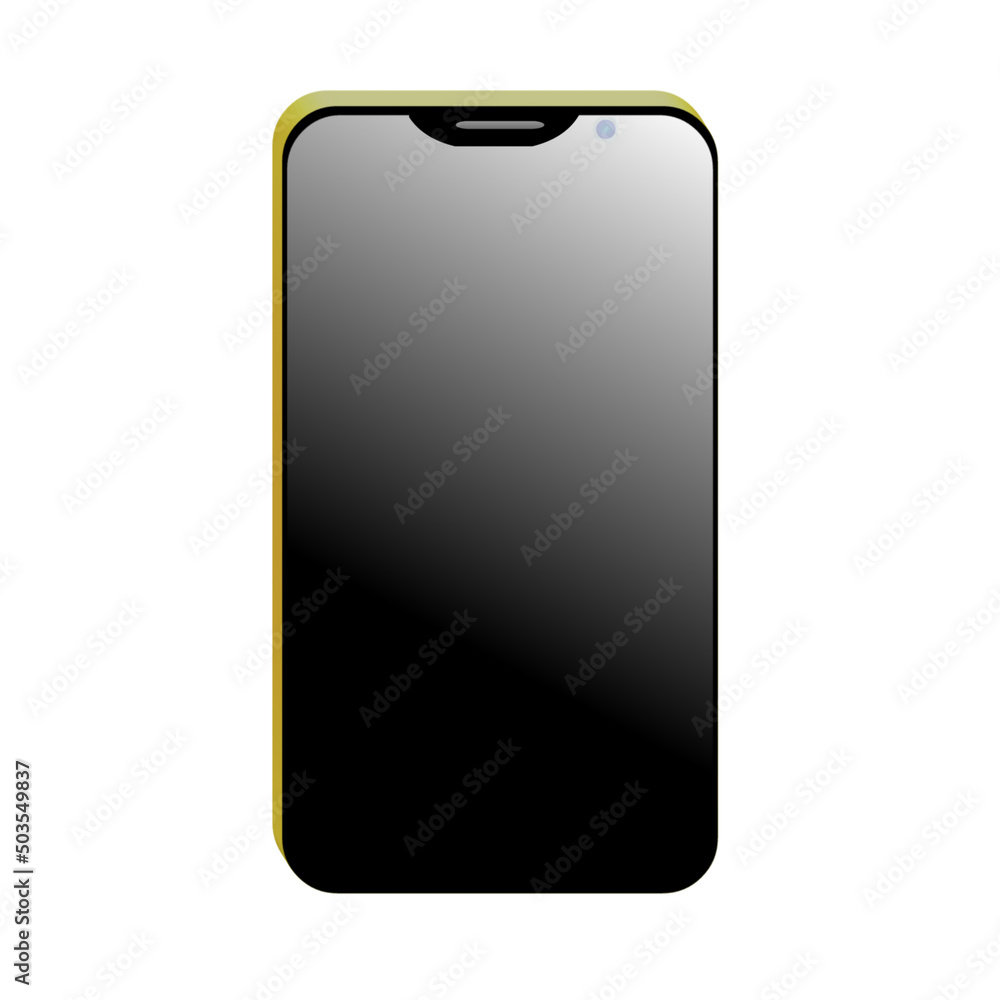 Poster 3d rendering of a mobile phone against a white background with free space for text