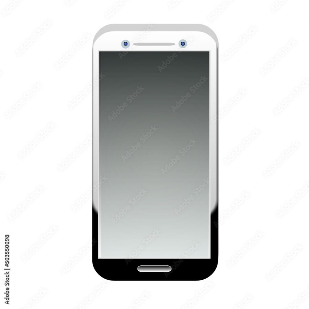 Poster 3d rendering of a mobile phone against a white background with free space for text