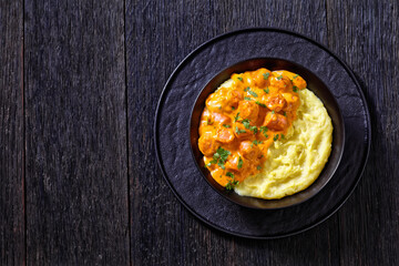 nakkikastike, finnish sausage in sauce, top view