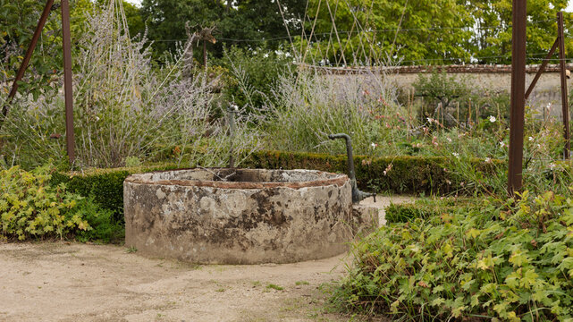 Old fashioned water well in an allotment