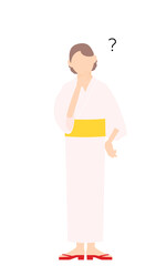 女性の浴衣姿、疑問を持つ