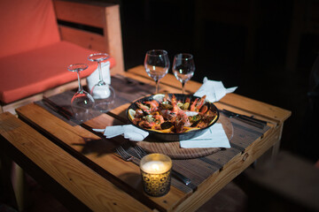 Fresh Paella dish on the table