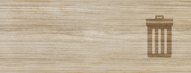 Recycle Bin icon isolated on special wood banner background