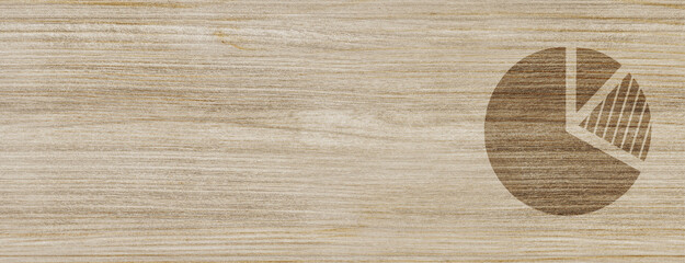 chart pie icon isolated on special wood banner background