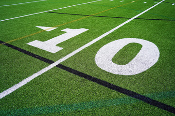Football field stadium 10 yard line.