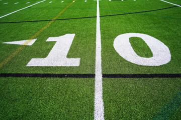 Football field stadium 10 yard line.