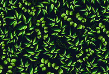 Obraz premium green leaves seamless pattern art