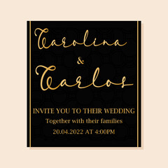 Fototapeta na wymiar Isolated dark card wedding invitation vector illustration