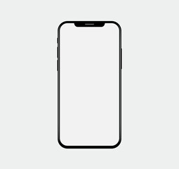 Realistic Notch Modern Smartphone Slim Bezels With Buttons Branding Mockup Detailed Isolated Office Business Advertisement Mobile Presentation Showcase Promotion Technology Display Device Template