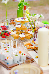 the beautiful sweet tables with delicious. cake,limon tart 