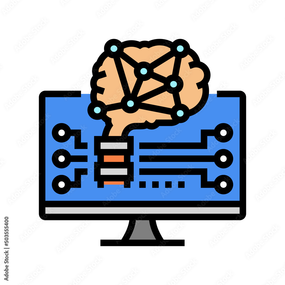 Aufkleber brain robot color icon vector. brain robot sign. isolated symbol illustration