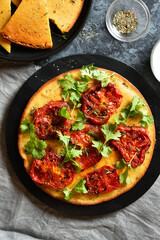 Healthy socca pizza