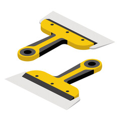 Construction spatula. Vector 3d line isometric, color web icons, new flat style. Creative design idea for infographics.