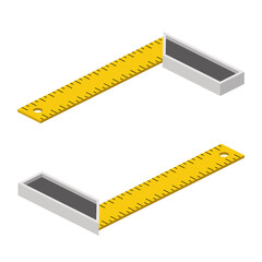 Construction ruler angle. Vector 3d line isometric, color web icons, new flat style. Creative design idea for infographics.