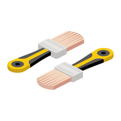 Paint construction wall brush. Vector 3d line isometric, color web icons, new flat style. Creative design idea for infographics.