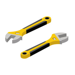 Plumbing wrench adjustable. Vector 3d line isometric, color web icons, new flat style. Creative design idea for infographics.