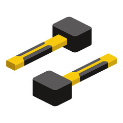 Rubber hammer. Vector 3d line isometric, color web icons, new flat style. Creative design idea for infographics.