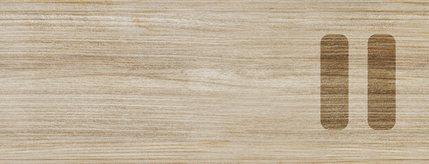 Pause Button icon isolated on special wood banner background
