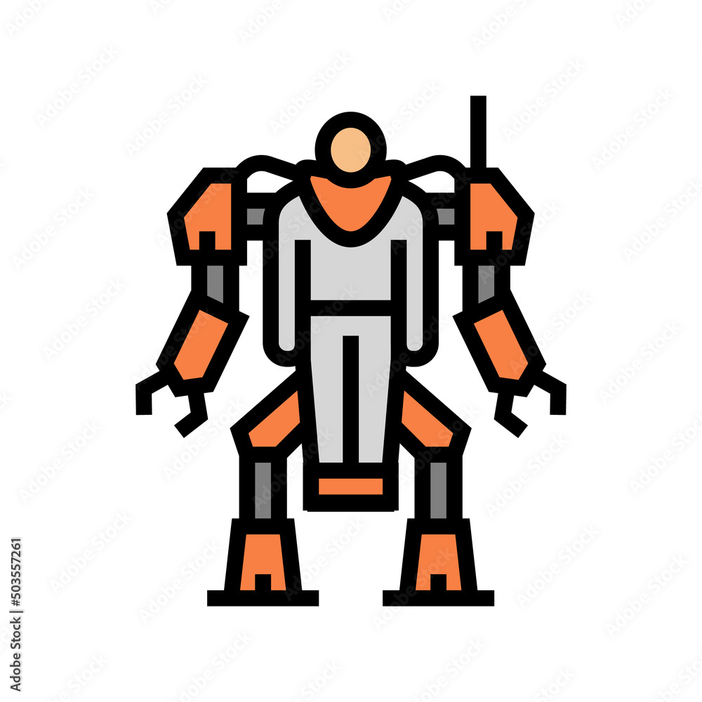 Sticker augmenting robot color icon vector. augmenting robot sign. isolated symbol illustration