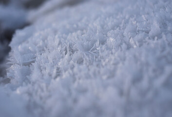 massive snow crystals, blurred background