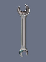 Mechanic's metal reversible wrench for repairs.