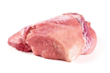 Pork shoulder meat, isolated on white background.