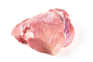 Pork shoulder meat, isolated on white background.